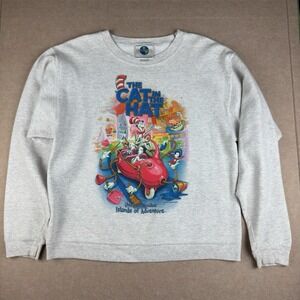 Vintage Cat in the Hat Sweatshirt Unisex M Gray‎ Universal Studios Seuss Landing